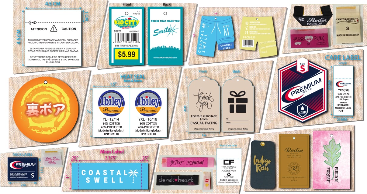 Custom-designed garment hangtag and woven label by Anwar Hossain Bhuiyan – fashion branding specialist